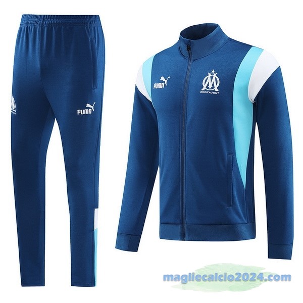 Set Completo Ropa Deportiva Con Cremallera Larga Marsella 2023 2024 Azul Bianco Poco Prezzo