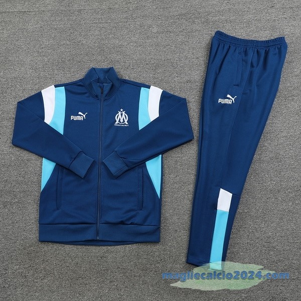 Set Completo Ropa Deportiva Con Cremallera Larga Marsella 2023 2024 Azul Bianco Poco Prezzo
