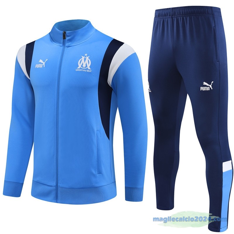 Set Completo Ropa Deportiva Con Cremallera Larga Marsella 2023 2024 Azul III Bianco Poco Prezzo