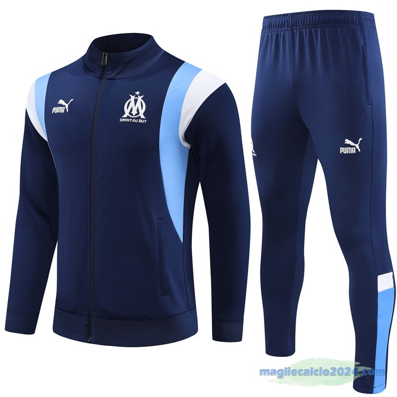 Set Completo Ropa Deportiva Con Cremallera Larga Marsella 2023 2024 Azul II Bianco Poco Prezzo