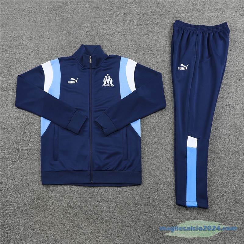 Set Completo Ropa Deportiva Con Cremallera Larga Marsella 2023 2024 Azul II Bianco Poco Prezzo