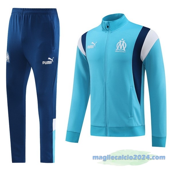 Set Completo Ropa Deportiva Con Cremallera Larga Marsella 2023 2024 Azul I Bianco Poco Prezzo