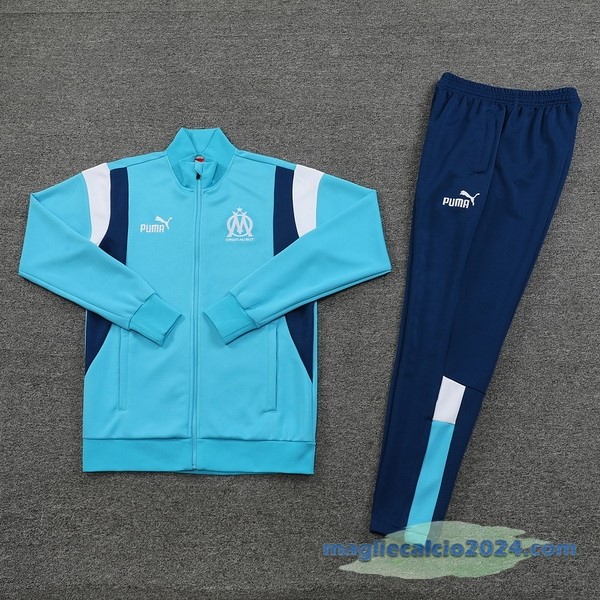 Set Completo Ropa Deportiva Con Cremallera Larga Marsella 2023 2024 Azul I Bianco Poco Prezzo