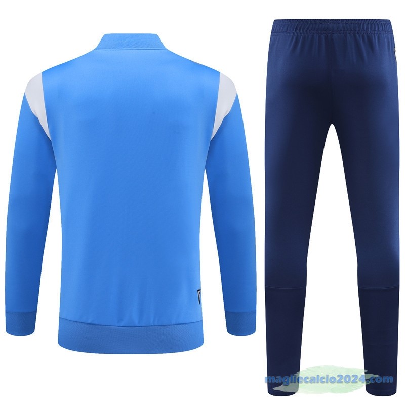 Set Completo Ropa Deportiva Con Cremallera Larga Marsella Bambino 2023 2024 Azul III Bianco Poco Prezzo