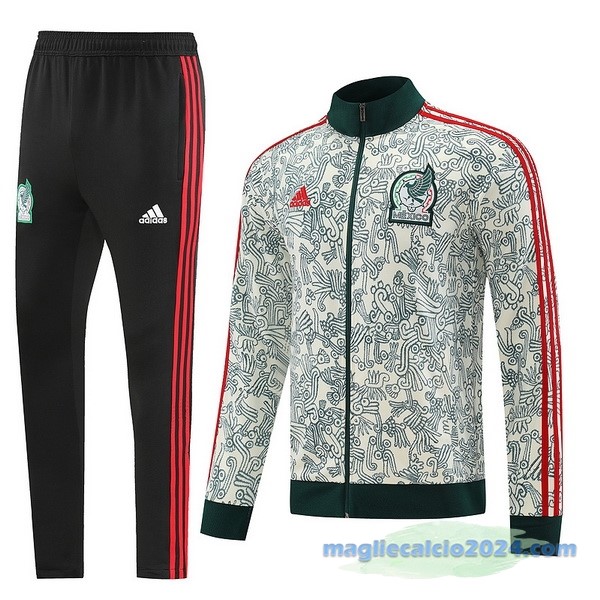 Set Completo Ropa Deportiva Con Cremallera Larga Messico 2022 Nero Verde Poco Prezzo