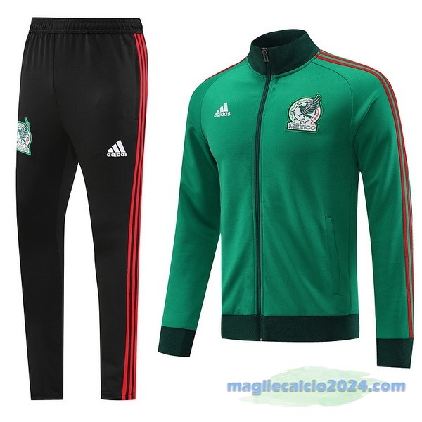 Set Completo Ropa Deportiva Con Cremallera Larga Messico 2022 Verde I Nero Poco Prezzo