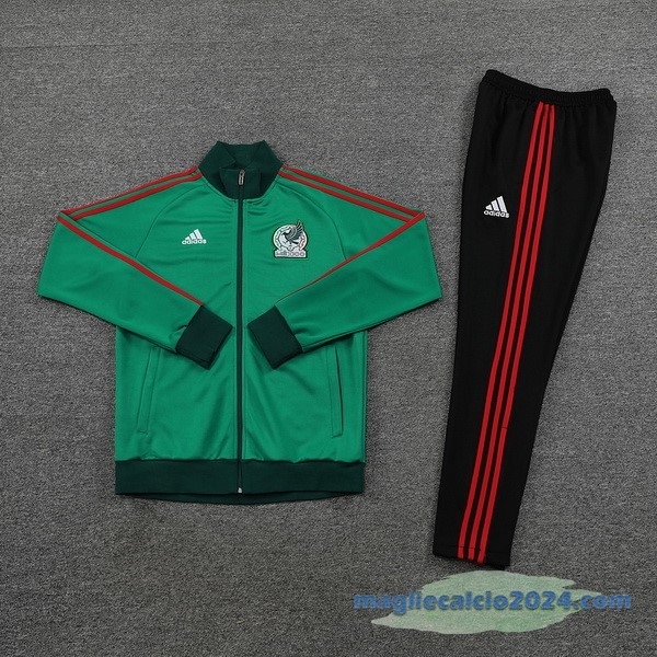 Set Completo Ropa Deportiva Con Cremallera Larga Messico 2022 Verde I Nero Poco Prezzo
