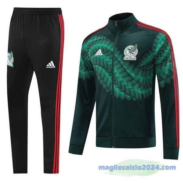 Set Completo Ropa Deportiva Con Cremallera Larga Messico 2022 Verde Nero Poco Prezzo