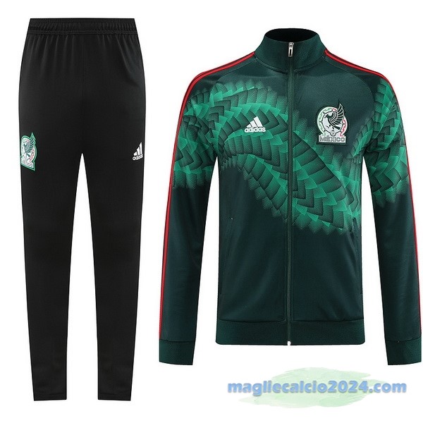 Set Completo Ropa Deportiva Con Cremallera Larga Messico 2022 Verde Nero Poco Prezzo