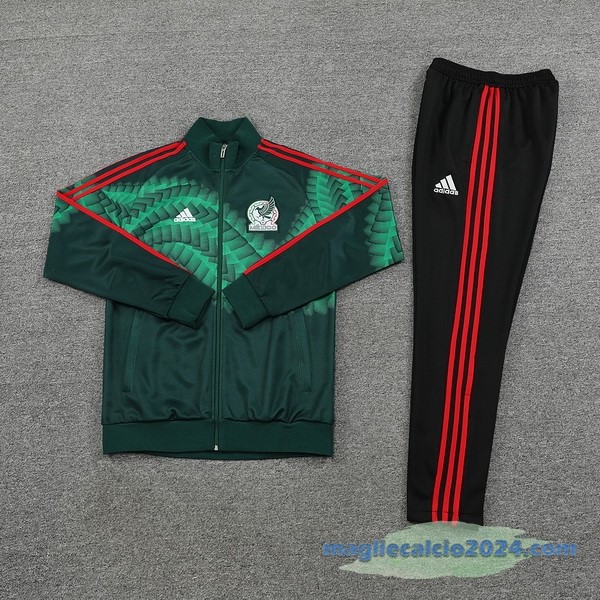 Set Completo Ropa Deportiva Con Cremallera Larga Messico 2022 Verde Nero Poco Prezzo