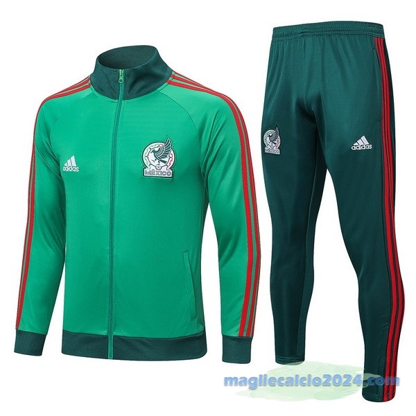 Set Completo Ropa Deportiva Con Cremallera Larga Messico 2022 Verde Poco Prezzo