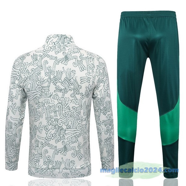 Set Completo Ropa Deportiva Con Cremallera Larga Messico 2023 Bianco Verde Poco Prezzo