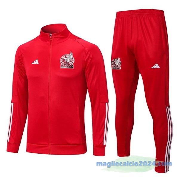 Set Completo Ropa Deportiva Con Cremallera Larga Messico 2023 Rosso Poco Prezzo