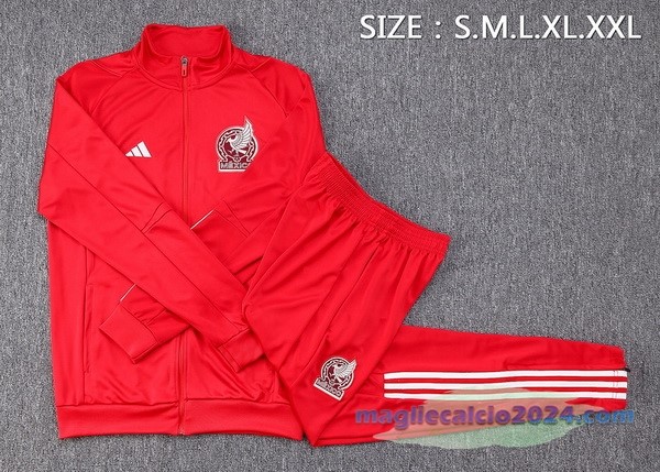 Set Completo Ropa Deportiva Con Cremallera Larga Messico 2023 Rosso Poco Prezzo