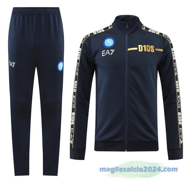Set Completo Ropa Deportiva Con Cremallera Larga Napoli 2022 2023 Azul Navy Poco Prezzo