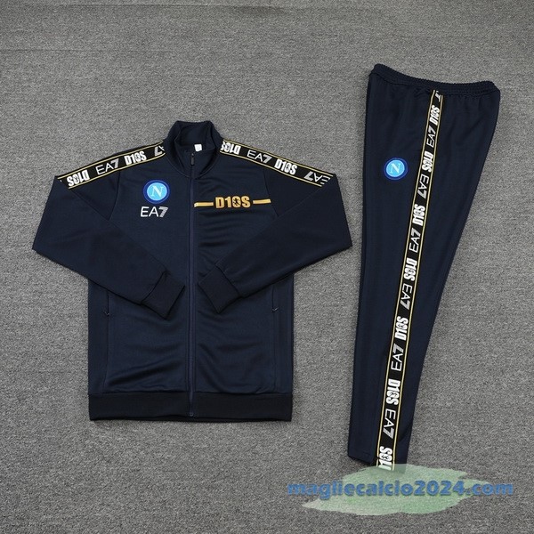 Set Completo Ropa Deportiva Con Cremallera Larga Napoli 2022 2023 Azul Navy Poco Prezzo