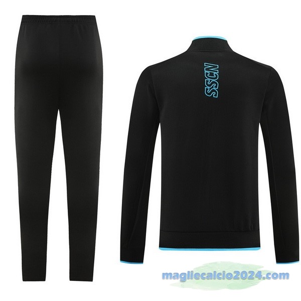 Set Completo Ropa Deportiva Con Cremallera Larga Napoli 2023 2024 Nero Poco Prezzo
