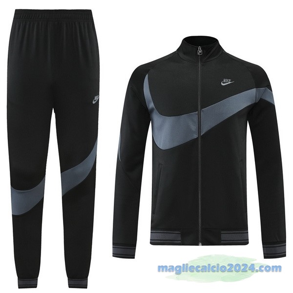 Set Completo Ropa Deportiva Con Cremallera Larga Nike 2022 2023 Nero Grigio Poco Prezzo