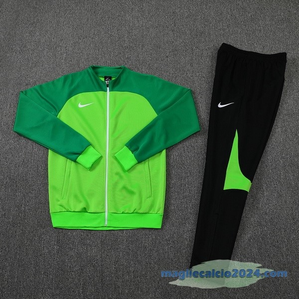 Set Completo Ropa Deportiva Con Cremallera Larga Nike 2022 2023 Nero II Verde Poco Prezzo