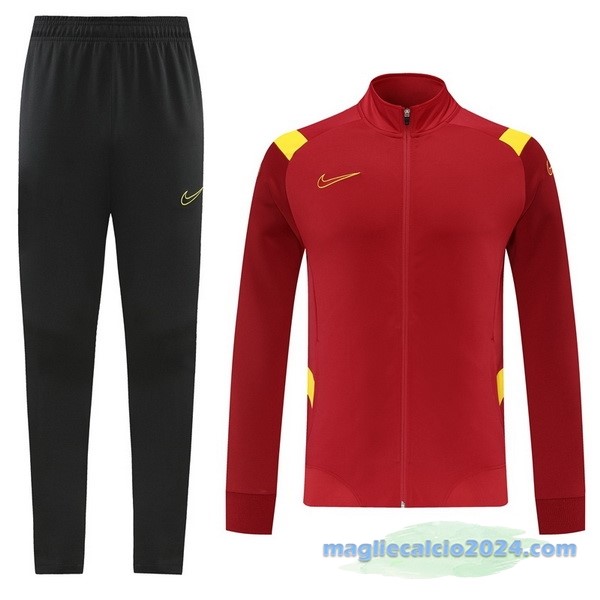 Set Completo Ropa Deportiva Con Cremallera Larga Nike 2022 2023 Nero Rosso Poco Prezzo