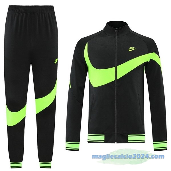 Set Completo Ropa Deportiva Con Cremallera Larga Nike 2022 2023 Nero Verde Poco Prezzo