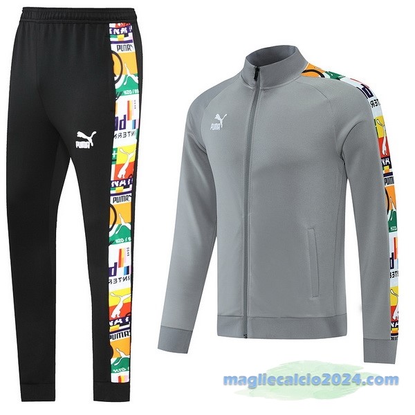 Set Completo Ropa Deportiva Con Cremallera Larga PUMA 2022 2023 Grigio Nero Poco Prezzo