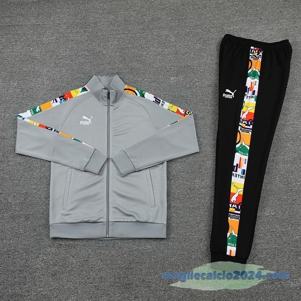Set Completo Ropa Deportiva Con Cremallera Larga PUMA 2022 2023 Grigio Nero Poco Prezzo