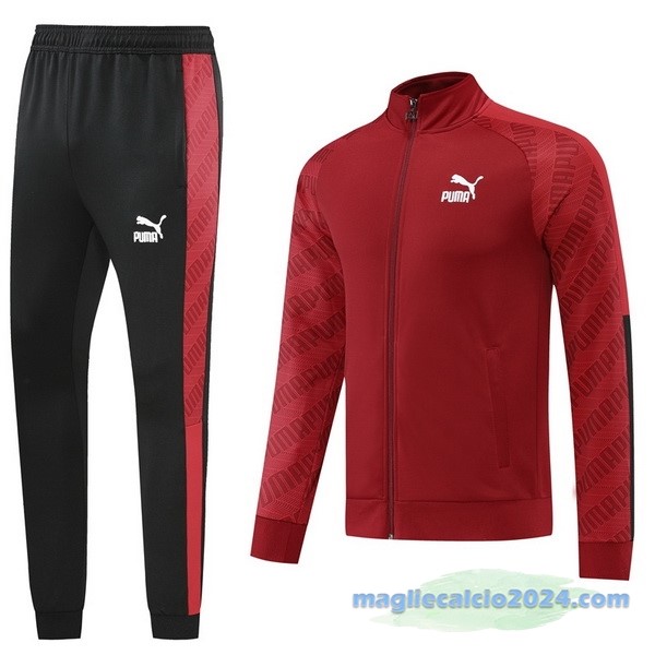 Set Completo Ropa Deportiva Con Cremallera Larga PUMA 2022 2023 Nero Rosso Poco Prezzo