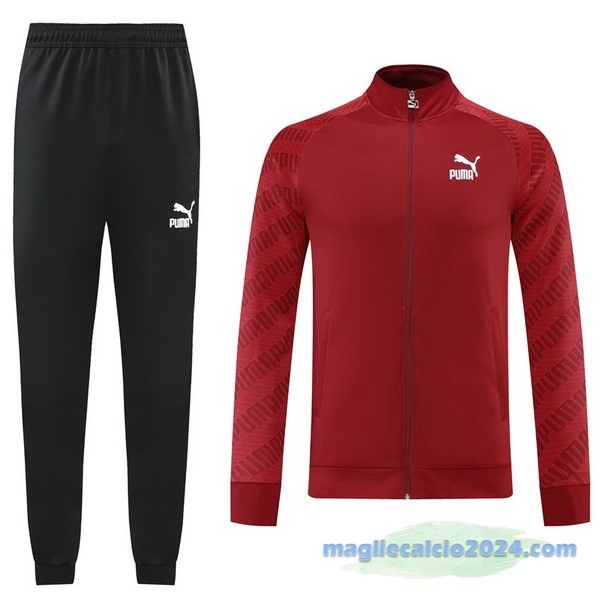 Set Completo Ropa Deportiva Con Cremallera Larga PUMA 2022 2023 Nero Rosso Poco Prezzo