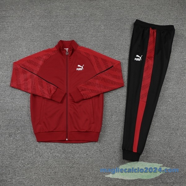 Set Completo Ropa Deportiva Con Cremallera Larga PUMA 2022 2023 Nero Rosso Poco Prezzo