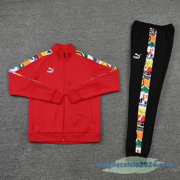 Set Completo Ropa Deportiva Con Cremallera Larga PUMA 2022 2023 Rosso Nero Poco Prezzo
