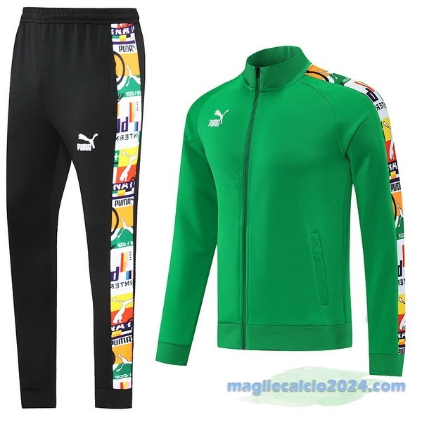 Set Completo Ropa Deportiva Con Cremallera Larga PUMA 2022 2023 Verde Nero Poco Prezzo