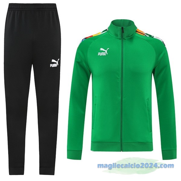 Set Completo Ropa Deportiva Con Cremallera Larga PUMA 2022 2023 Verde Nero Poco Prezzo