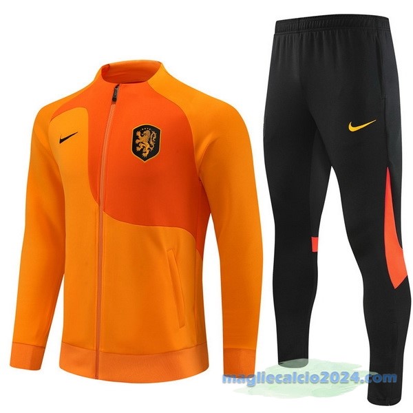 Set Completo Ropa Deportiva Con Cremallera Larga Paesi Bassi 2022 Arancione I Nero Poco Prezzo