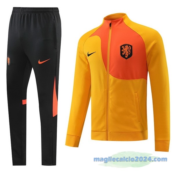 Set Completo Ropa Deportiva Con Cremallera Larga Paesi Bassi 2022 Arancione Nero Poco Prezzo