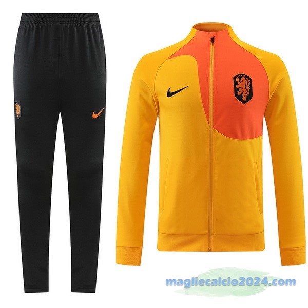 Set Completo Ropa Deportiva Con Cremallera Larga Paesi Bassi 2022 Arancione Nero Poco Prezzo