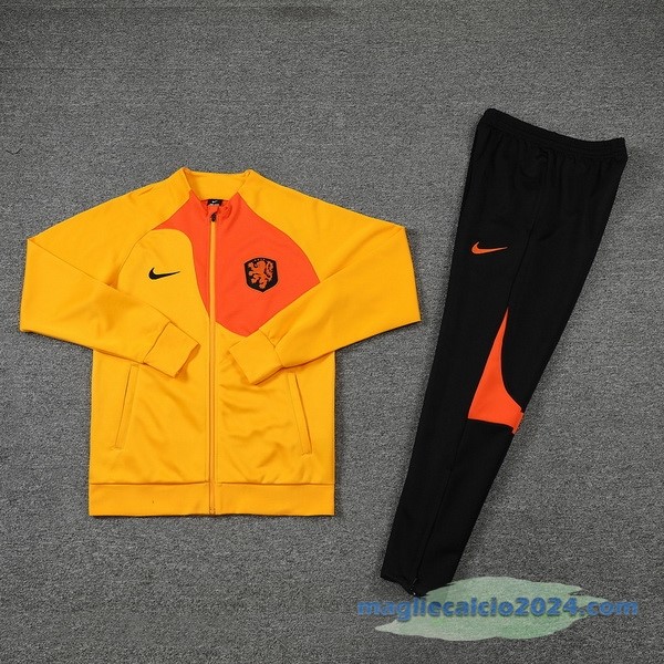 Set Completo Ropa Deportiva Con Cremallera Larga Paesi Bassi 2022 Arancione Nero Poco Prezzo