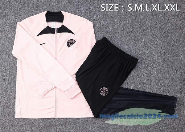 Set Completo Ropa Deportiva Con Cremallera Larga Paris Saint Germain 2022 2023 Rosa Nero Poco Prezzo