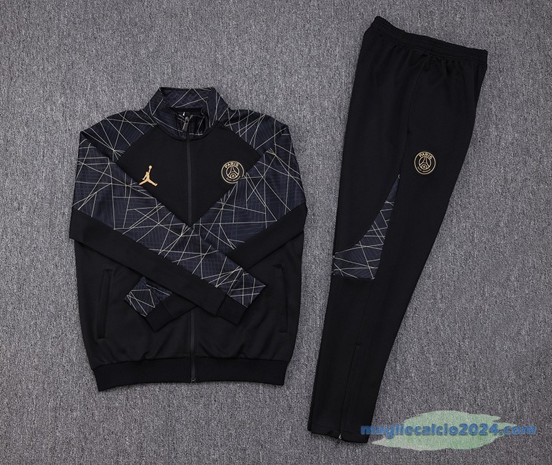 Set Completo Ropa Deportiva Con Cremallera Larga Paris Saint Germain 2023 2024 I Nero Poco Prezzo