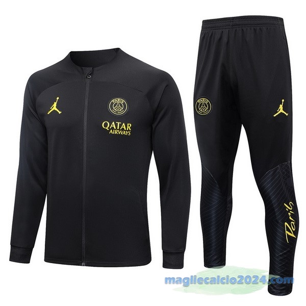 Set Completo Ropa Deportiva Con Cremallera Larga Paris Saint Germain 2023 2024 Nero Poco Prezzo