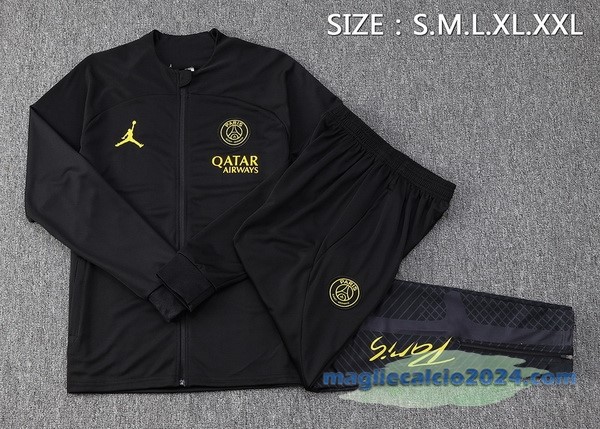 Set Completo Ropa Deportiva Con Cremallera Larga Paris Saint Germain 2023 2024 Nero Poco Prezzo
