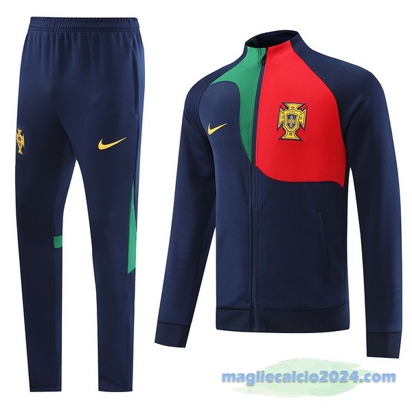 Set Completo Ropa Deportiva Con Cremallera Larga Portogallo 2022 Azul Rosso Poco Prezzo