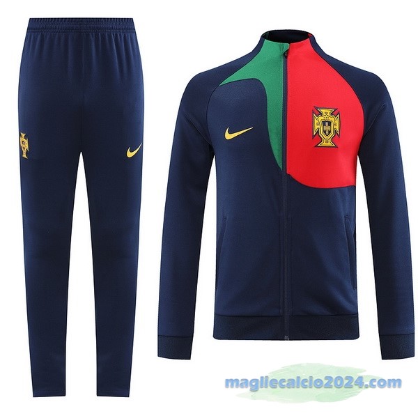 Set Completo Ropa Deportiva Con Cremallera Larga Portogallo 2022 Azul Rosso Poco Prezzo