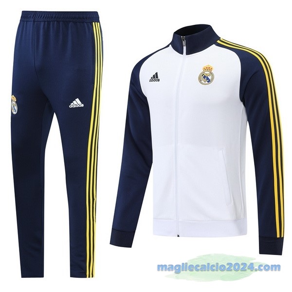 Set Completo Ropa Deportiva Con Cremallera Larga Real Madrid 2022 2023 Azul Navy Bianco Poco Prezzo