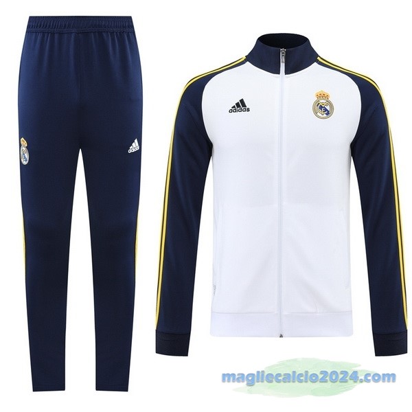 Set Completo Ropa Deportiva Con Cremallera Larga Real Madrid 2022 2023 Azul Navy Bianco Poco Prezzo