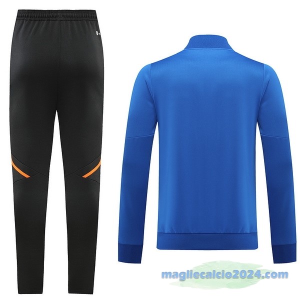 Set Completo Ropa Deportiva Con Cremallera Larga Real Madrid 2022 2023 Nero Azul Poco Prezzo