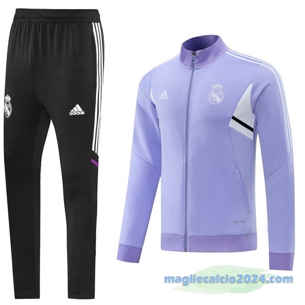Set Completo Ropa Deportiva Con Cremallera Larga Real Madrid 2022 2023 Nero I Purpureo Poco Prezzo