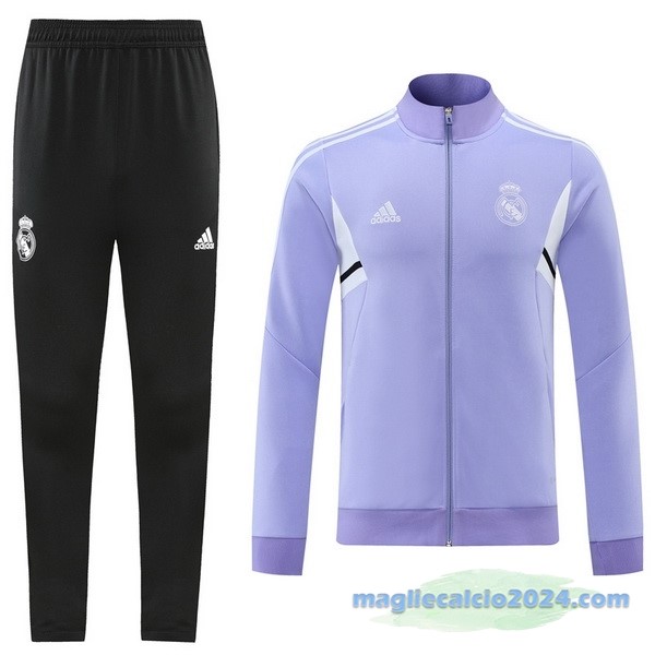 Set Completo Ropa Deportiva Con Cremallera Larga Real Madrid 2022 2023 Nero I Purpureo Poco Prezzo