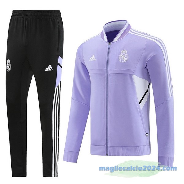 Set Completo Ropa Deportiva Con Cremallera Larga Real Madrid 2022 2023 Nero Purpureo Poco Prezzo