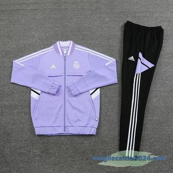 Set Completo Ropa Deportiva Con Cremallera Larga Real Madrid 2022 2023 Nero Purpureo Poco Prezzo